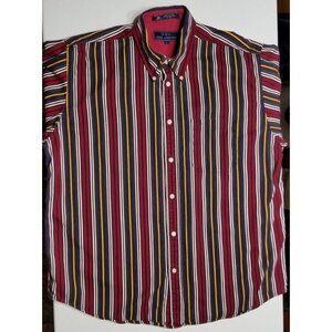 John Ashford Long Sleeve Button Down Multicolor Striped Casual Shirt Men's Large